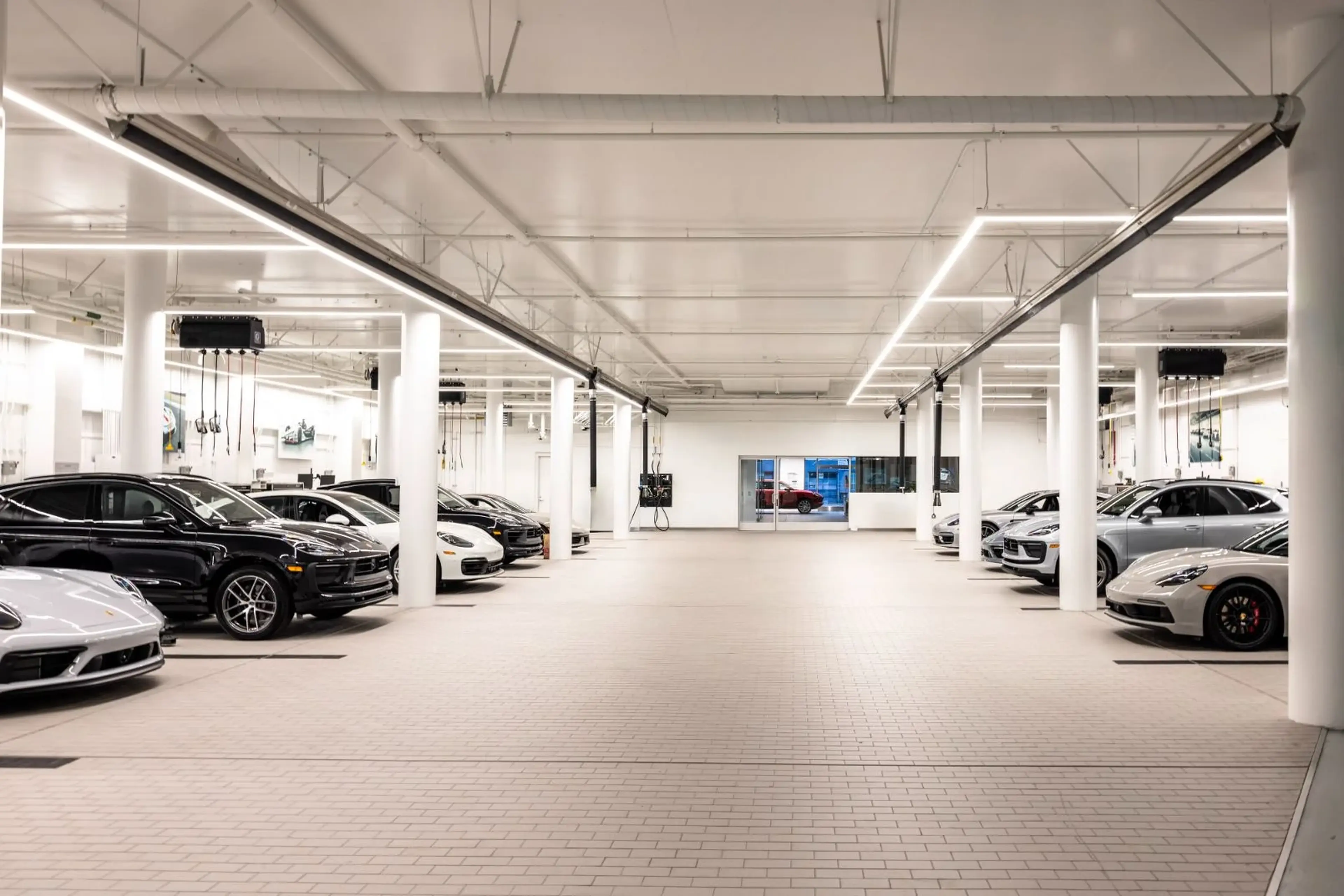 Clean Porsche service bay
