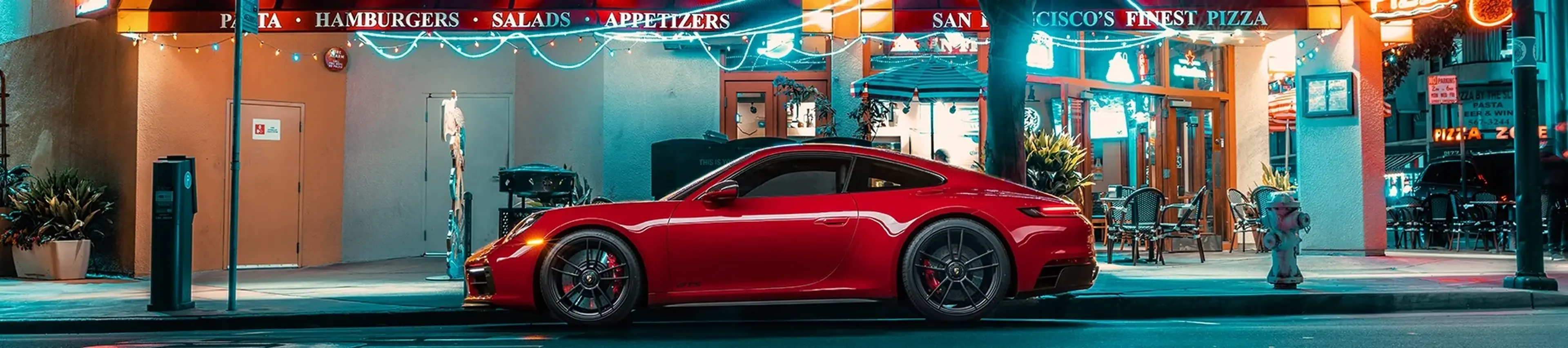 Red Porsche 911 on display