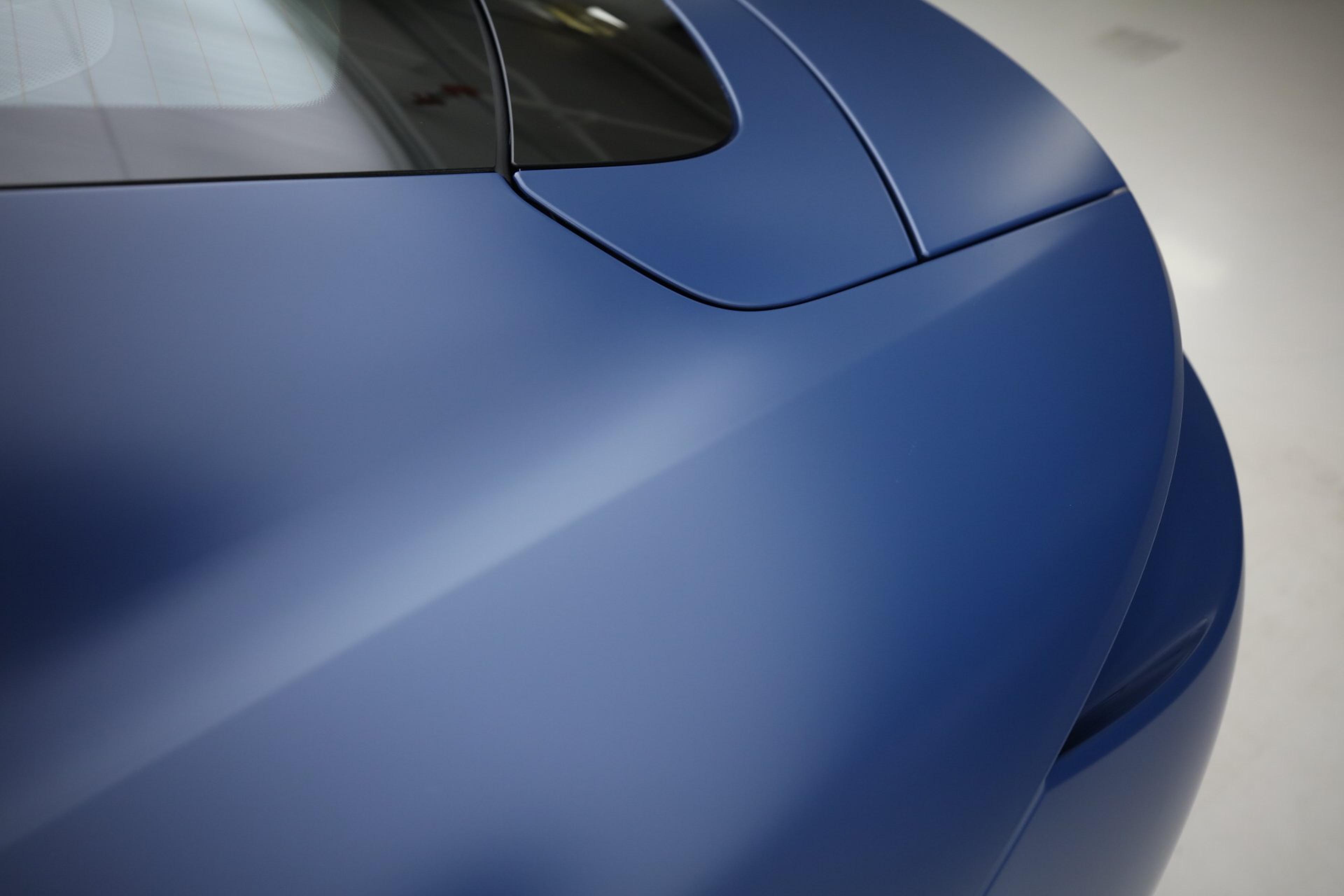 Matte Taycan Blue Rear Panel Shot