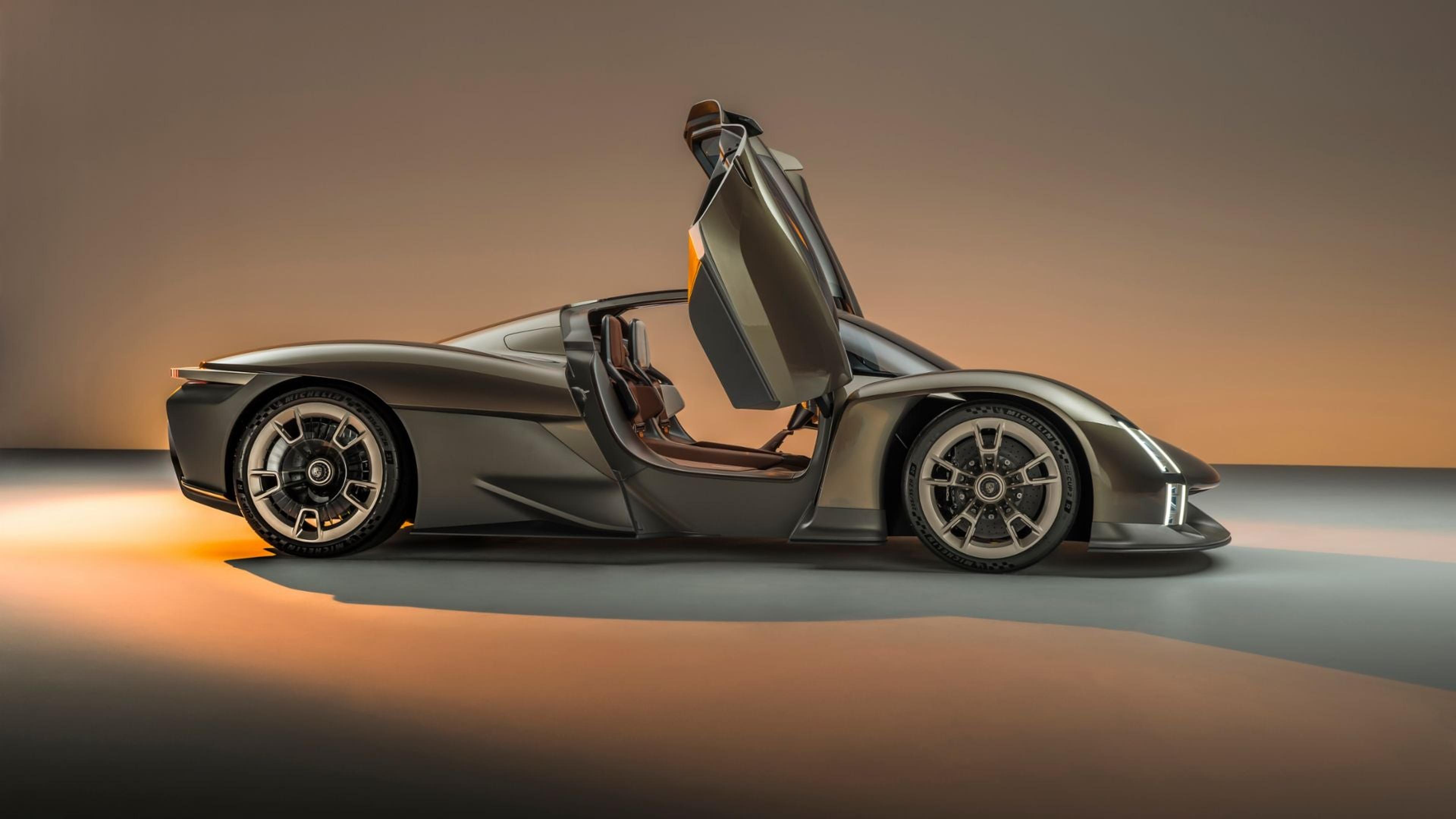 Porsche Mission X concept side view with doors raised