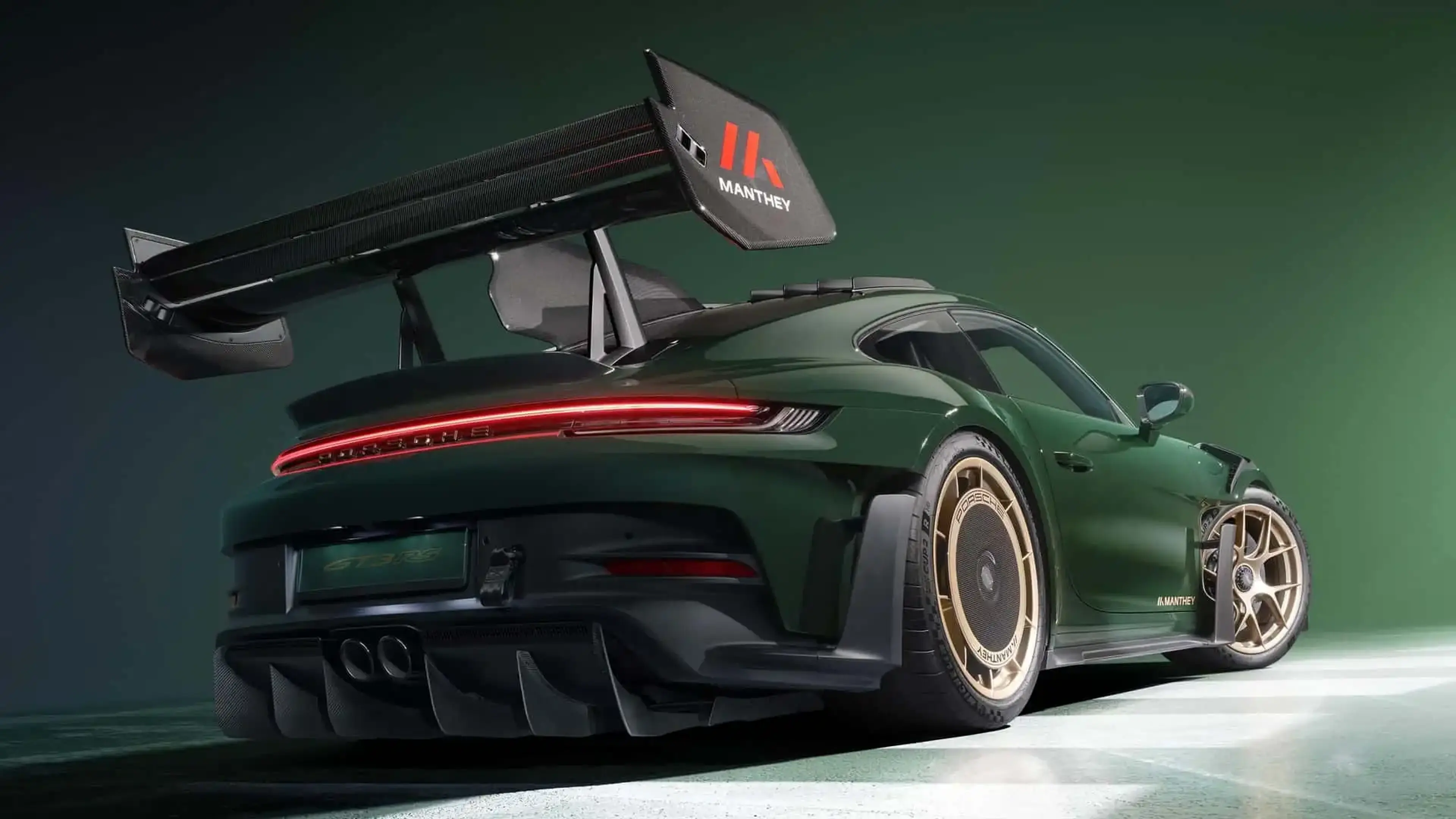 Green Porsche 911 GT3 RS rear view
