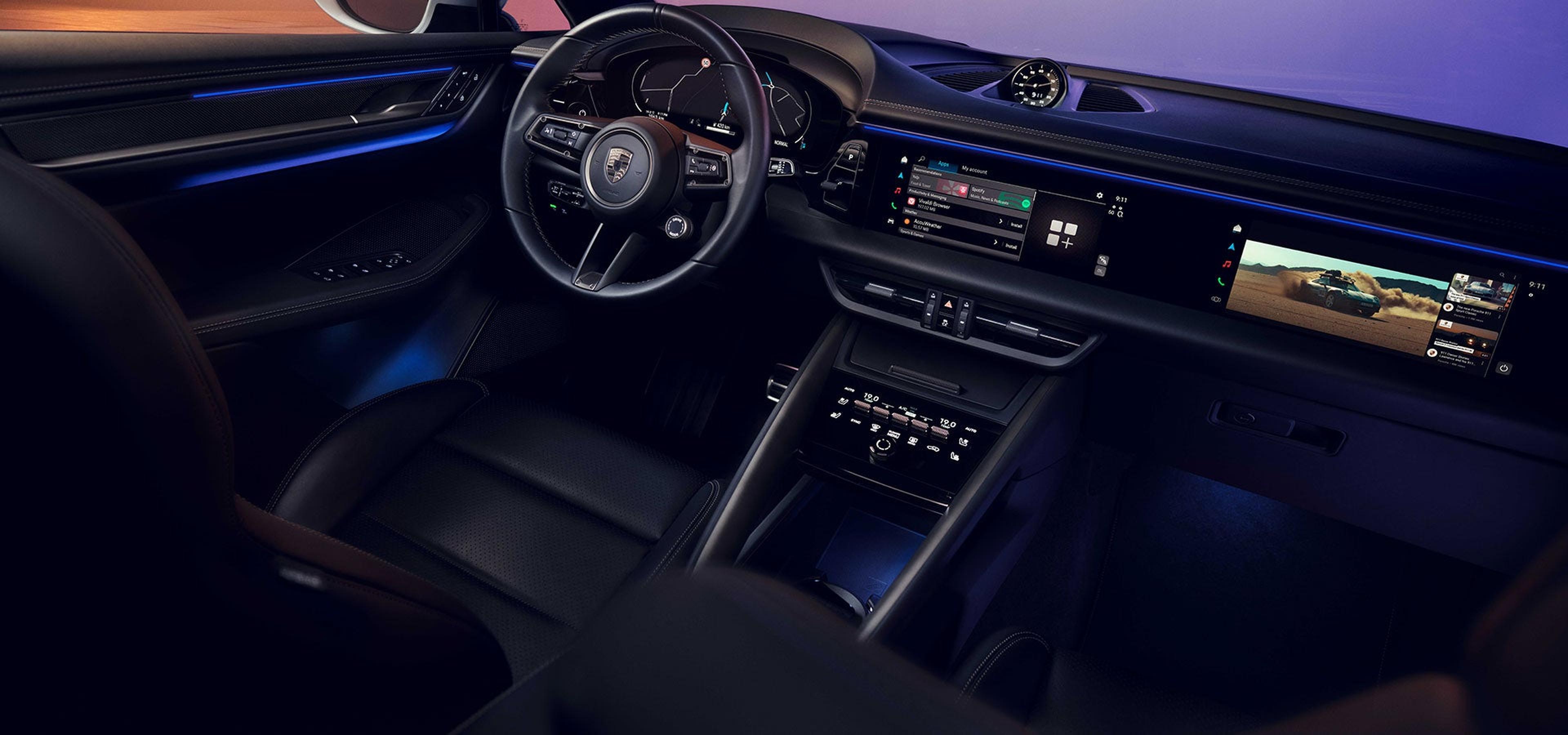 Porsche Macan Electric interior with ambient lighting