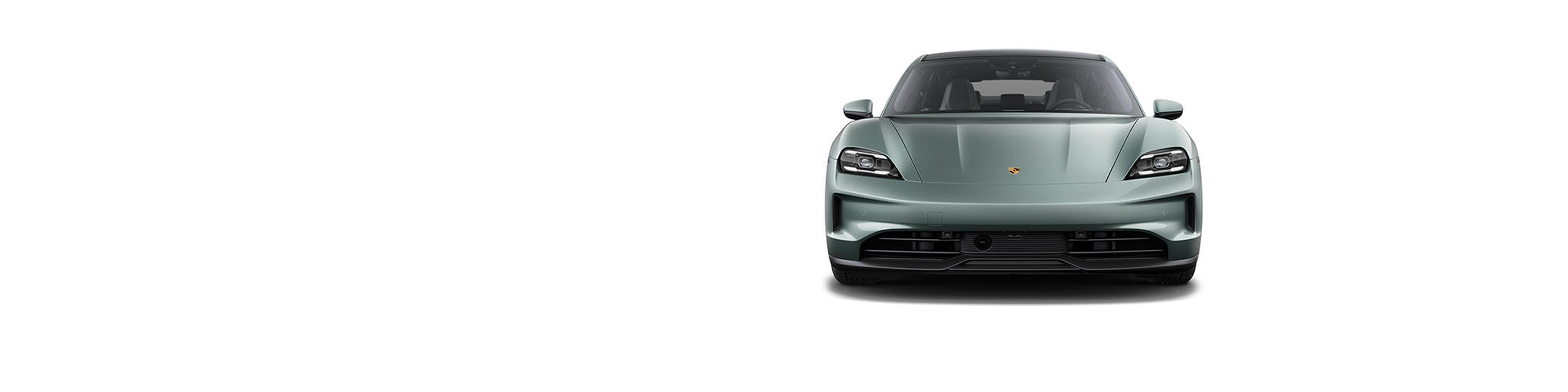 Front view of a sleek, metallic gray car with a modern, aerodynamic design, set against a plain white background.