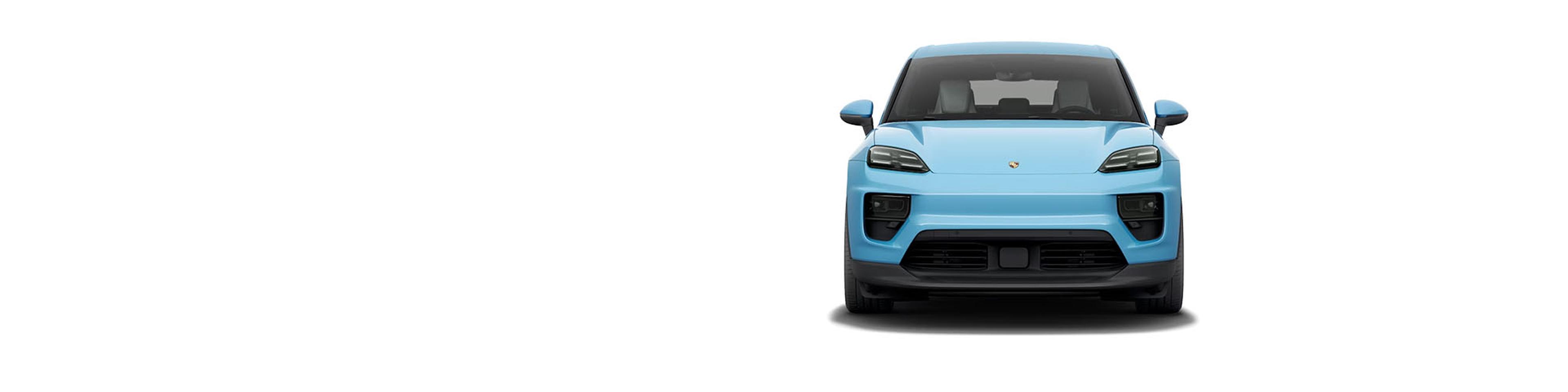 Front view of a light blue SUV with a sleek design, positioned against a white background.