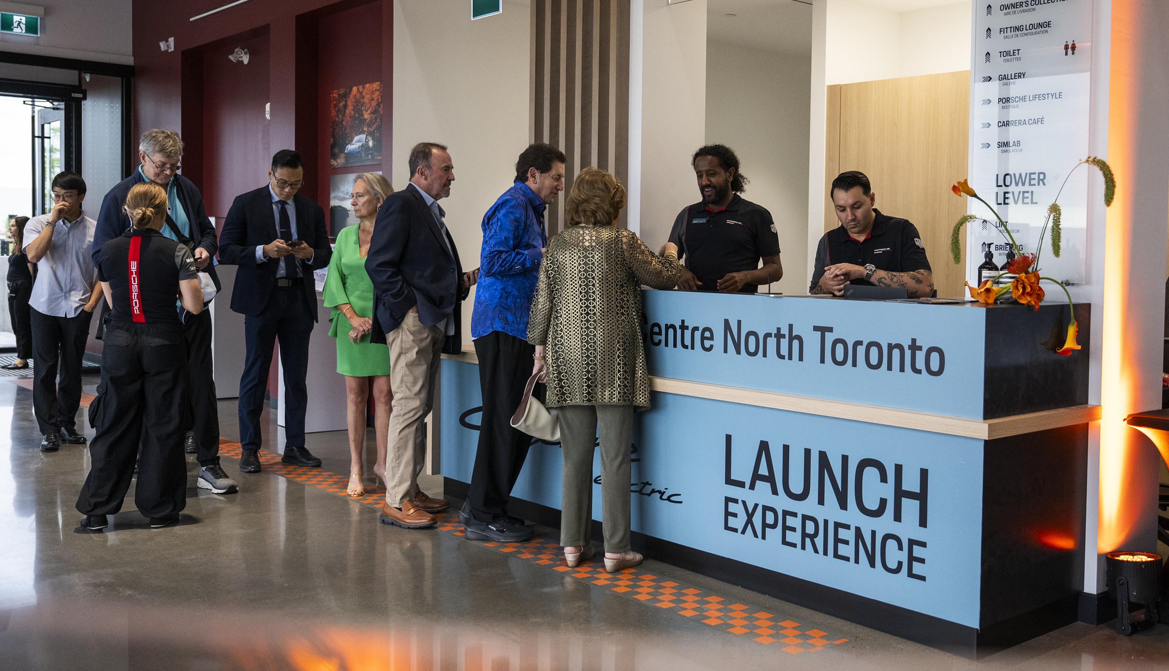 Customers arrive and check in at Porsche Experience Centre Toronto for Porsche Centre North Toronto's Cayenne Launch Experience.