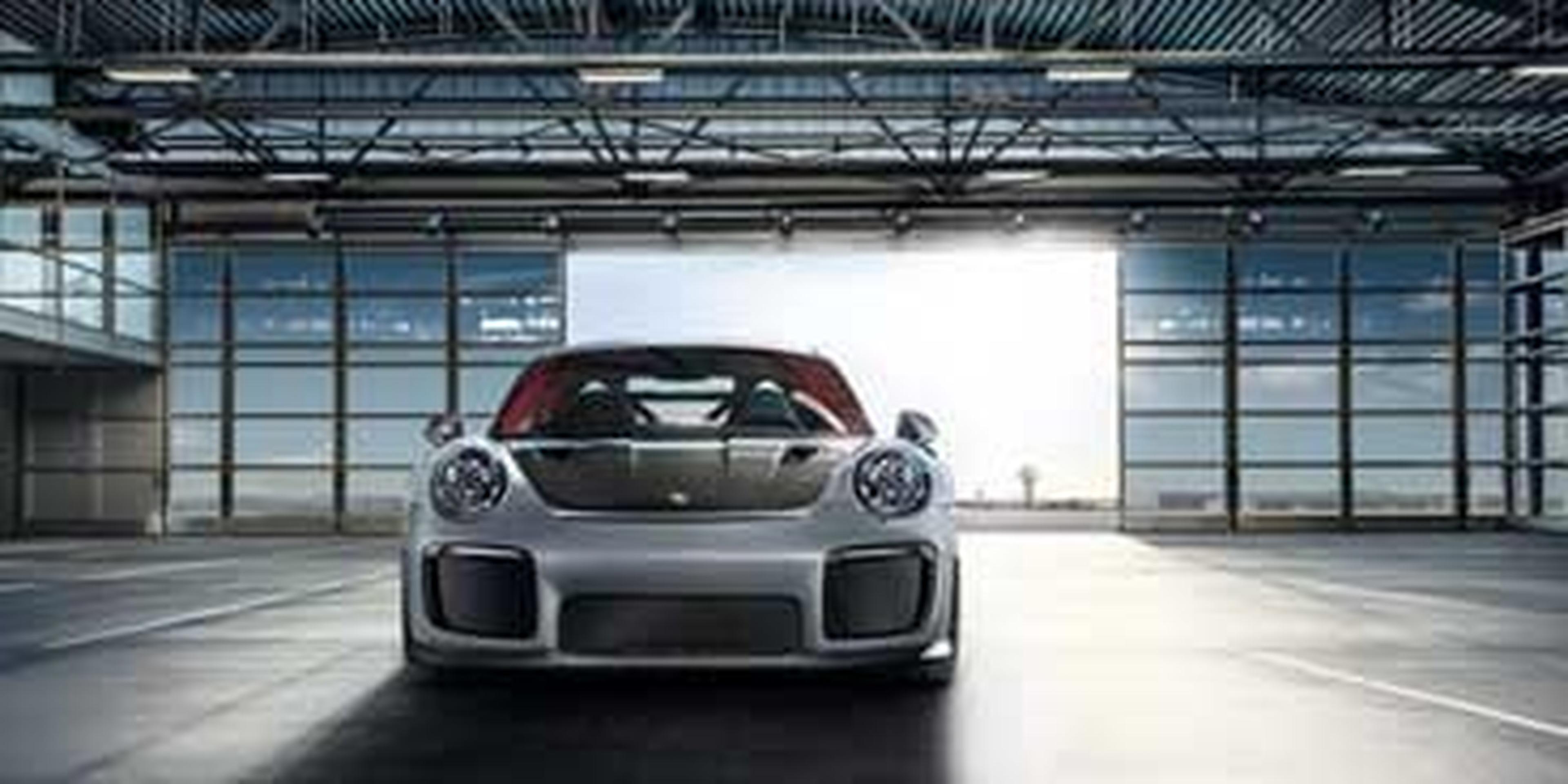Porsche 911 GT2 RS front in a hangar