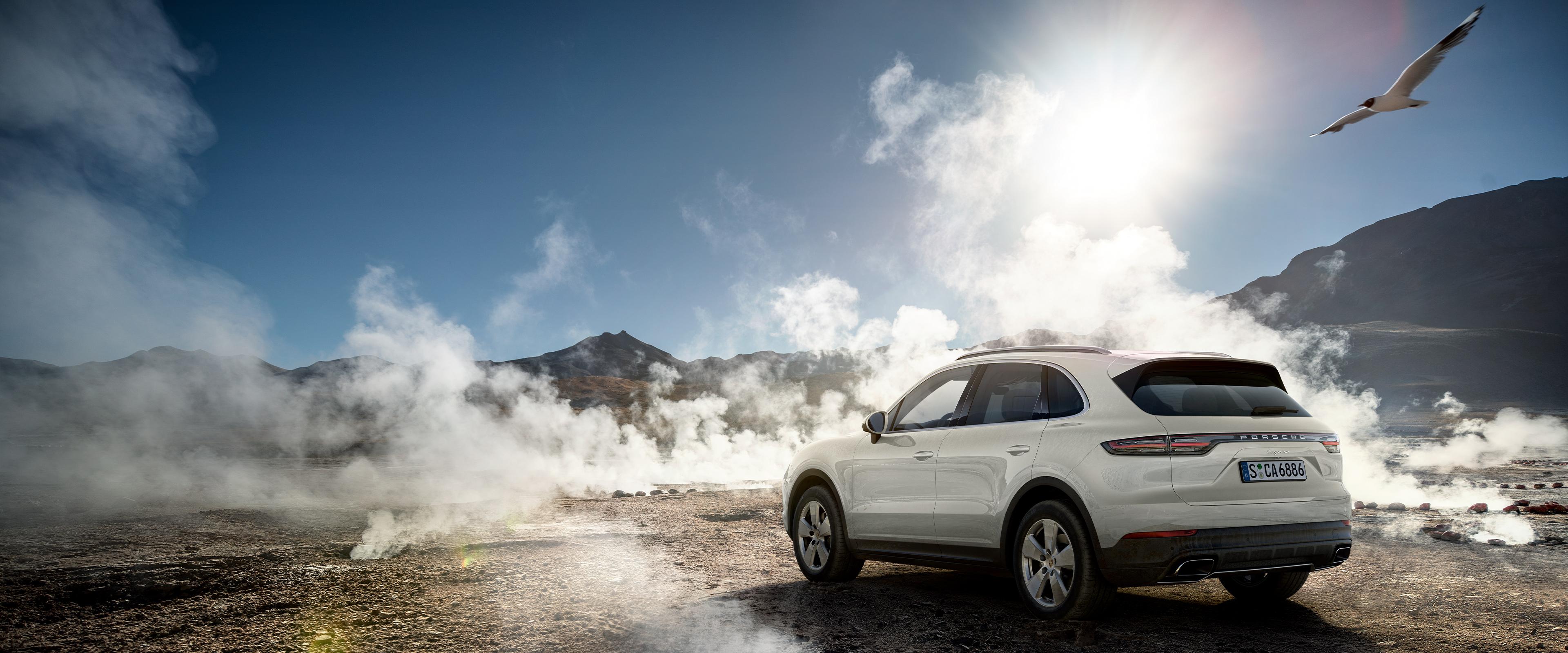 white_porsche_cayenne_off_road_with_bird_flying_above