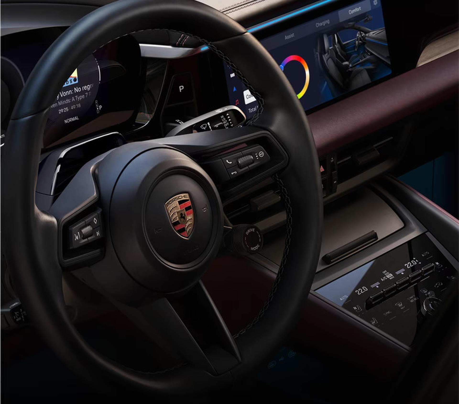 drivers cockpit view of a 2027 porsche macan electric