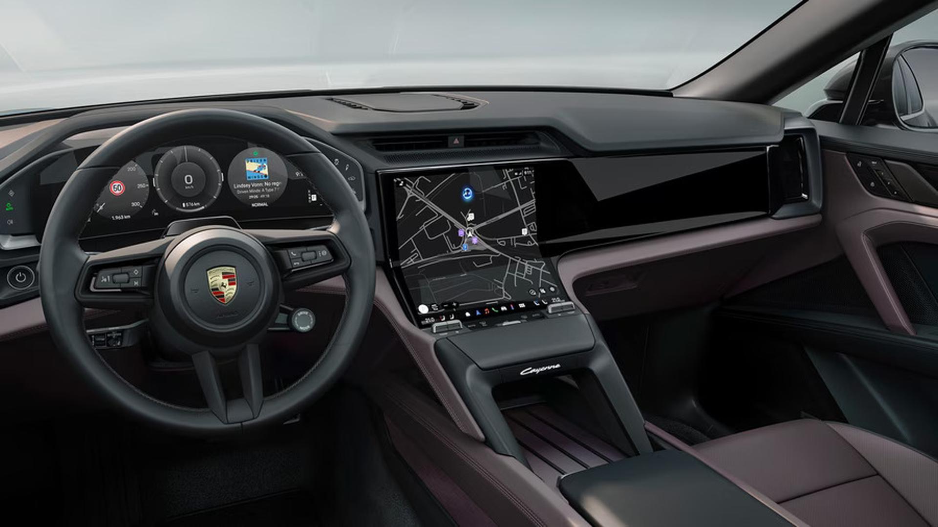 A view of the technology and infotainment systems in the 2027 Porsche Cayenne Coupe Electric