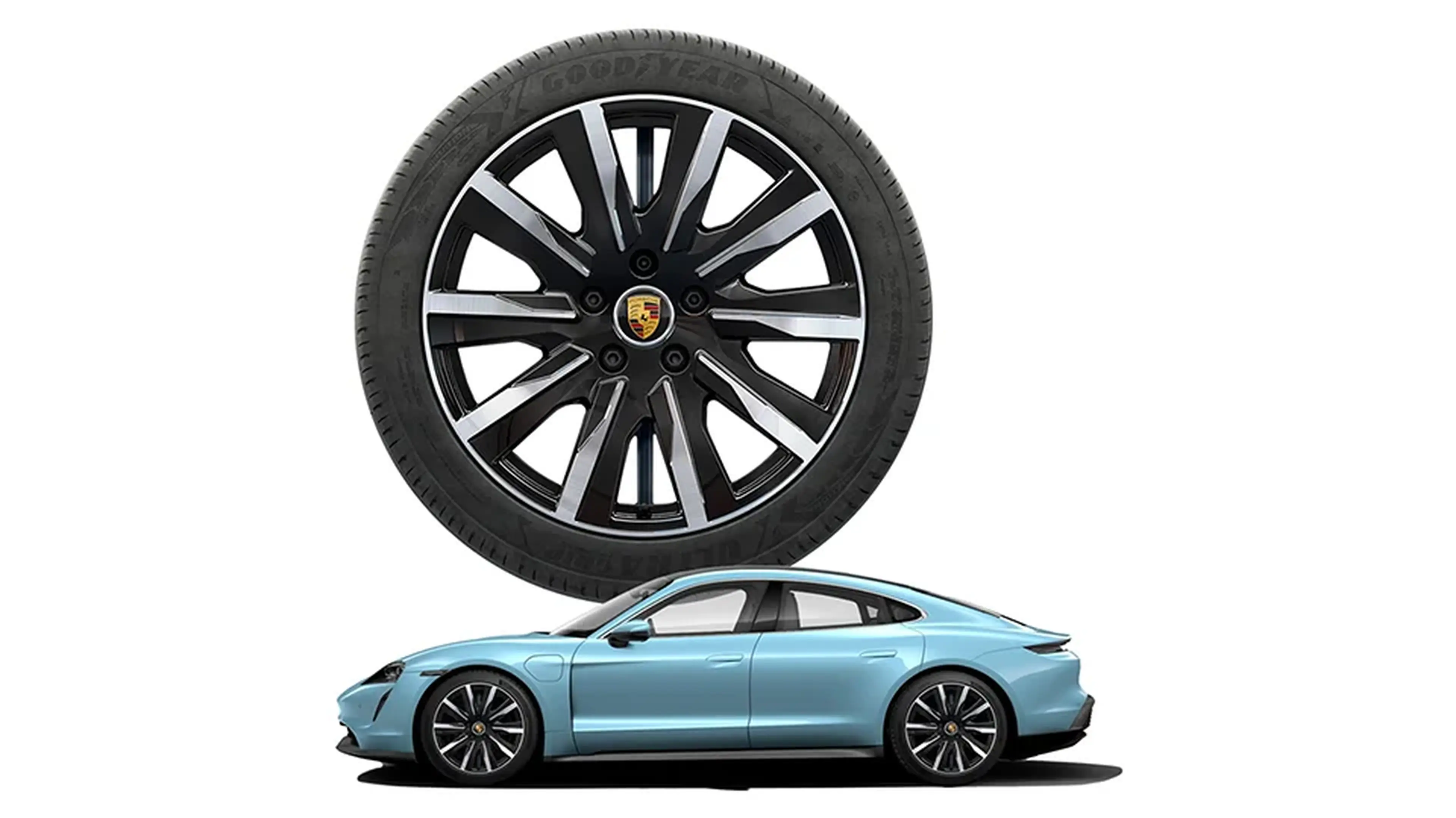 20-inch Taycan Tequipment Design, painted in black (high-gloss)