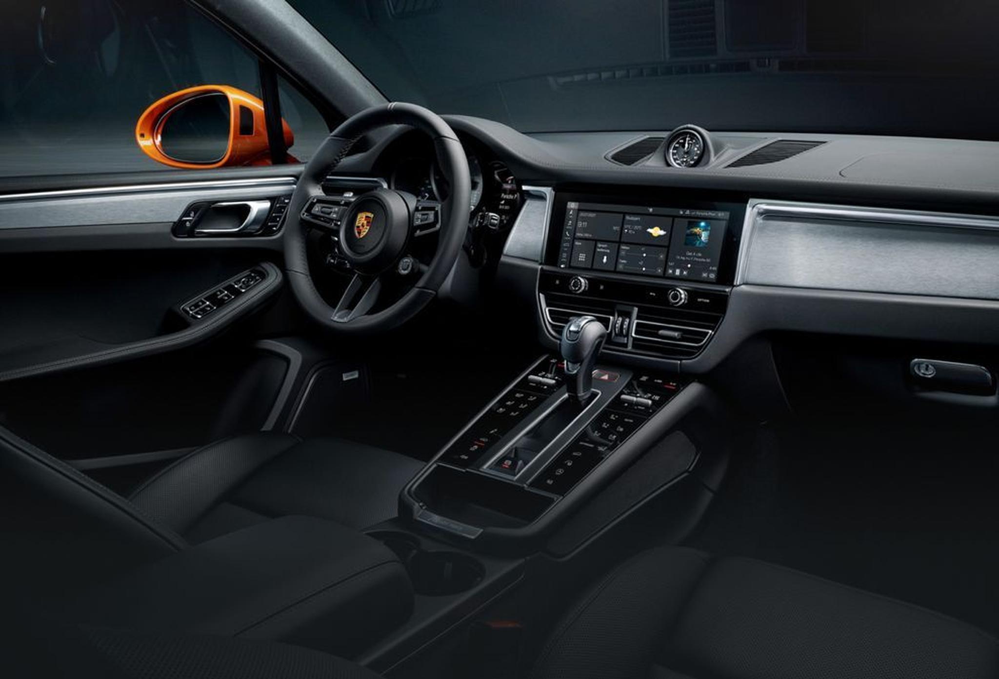2026 Porsche Macan S interior cockpit with center console and touchscreen