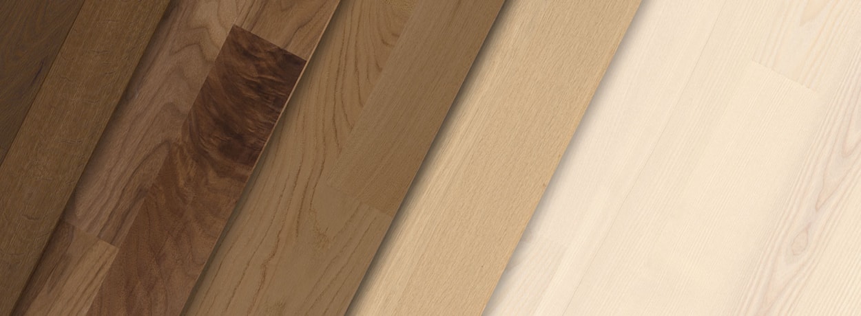 Detailansicht verschiedener Parkettoberflächen aus Holz, die Struktur, Farbton und Materialität für digitale CAD- und BIM-Planungen zeigen.