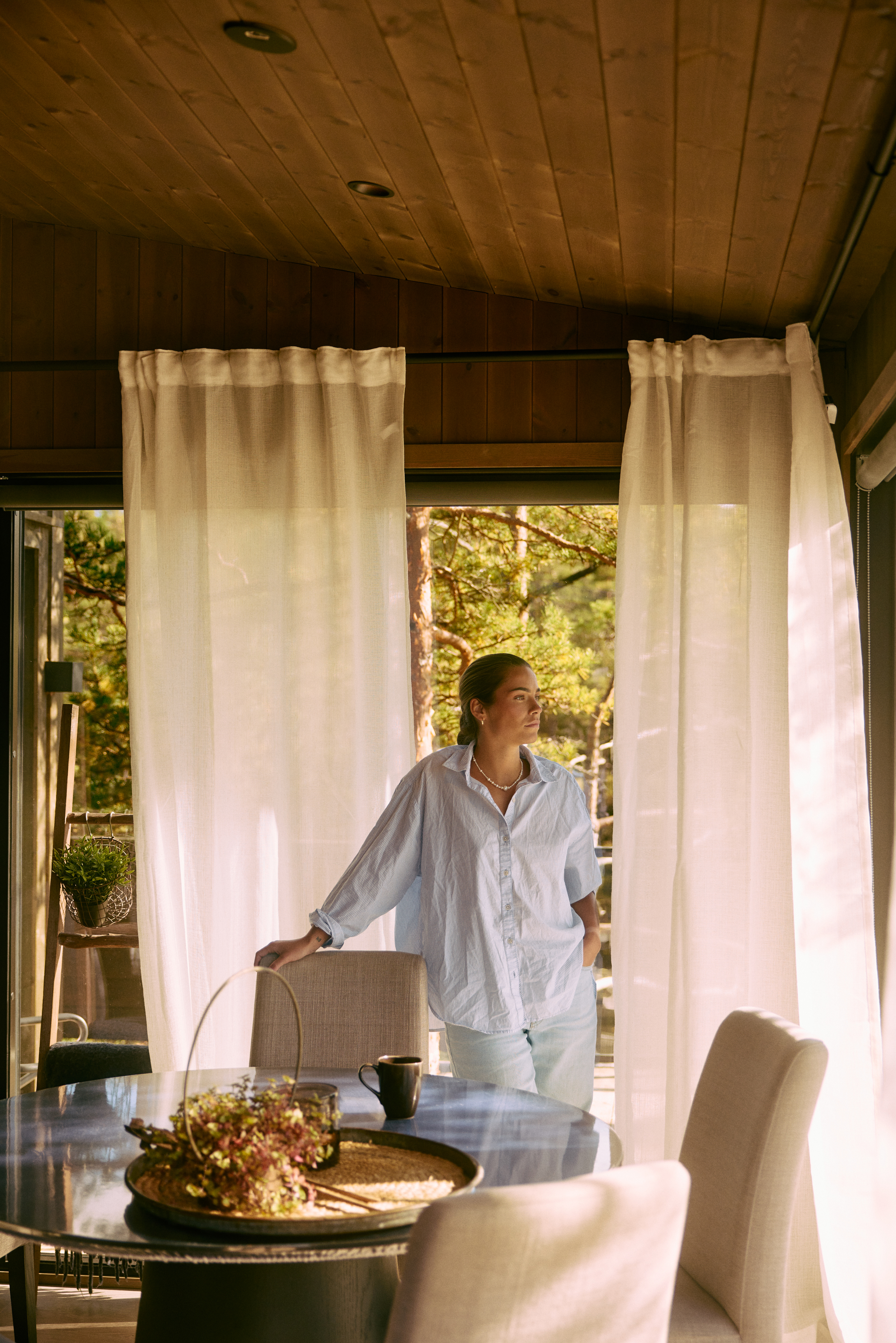 Woman in  the living room