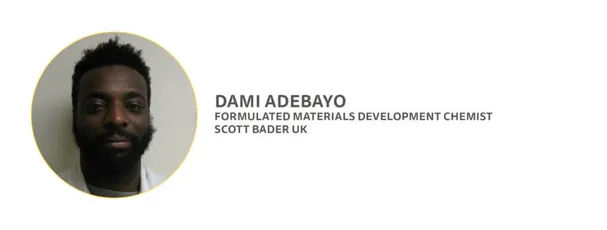"Professional headshot of a Formulated Materials Development Chemist at Scott Bader UK, specializing in composites and resins development" [G]