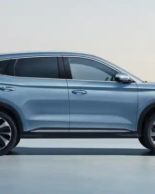 "Modern blue SUV parked by waterfront - Scott Bader composites and structural adhesives for automotive applications" [G]