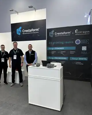 Scott Bader Crestaform booth showcasing high-performance 3D printing resins for composites applications [G]