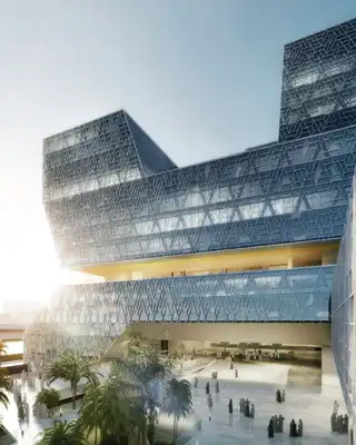 "Modern architectural building with glass facade featuring Scott Bader composites for structural integrity and aesthetic design" [G]