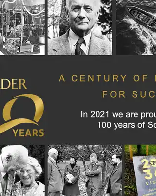 "Scott Bader 100 years anniversary collage showcasing the company's century of innovation in composites and resins" [G]
