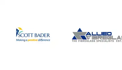 "Scott Bader and Allied Fibreglass company logos side by side, representing partnership in composites and resins" [G]