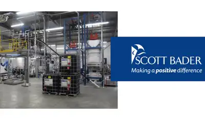 "Industrial manufacturing facility with processing equipment and storage tanks for Scott Bader resins and composites production" [G]