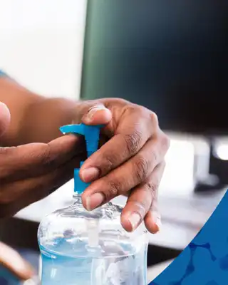 "Technician applying Scott Bader adhesives in a laboratory setting with molecular graphic overlay" [G]