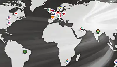 "Global distribution map showing Scott Bader's worldwide presence with location markers for their composites and adhesives solutions" [G]