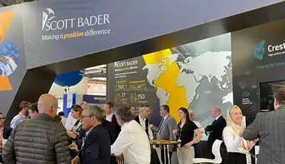 "Scott Bader exhibition stand showcasing Crestabond and Crestaform products for composites and structural adhesives applications" [G]