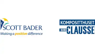 "Scott Bader logo alongside Kompositt Huset and Hans Claussen logos - partners in composites and adhesives solutions" [G]