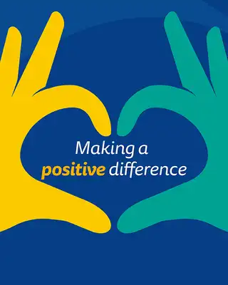 "Scott Bader hands forming heart shape with 'Making a positive difference' message, representing commitment to quality composites" [G]