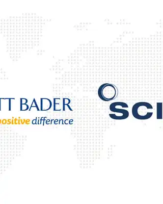 "Scott Bader and SCI logos displayed on a world map background, representing global presence in composites and adhesives" [G]