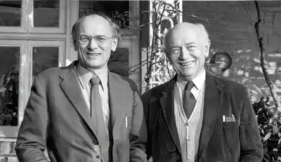 Historic photo of two Scott Bader leaders, pioneers in composites, gelcoats, and resins innovation. [G]