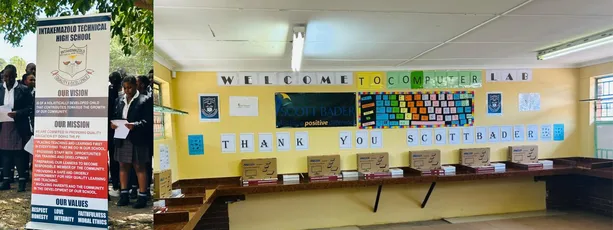 Scott Bader-sponsored computer lab at Intwatazulu Technical High School, supporting education initiatives. [G]