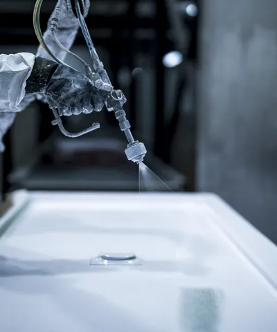 "Spray application of Scott Bader resins during composite manufacturing process for precision coating" [G]
