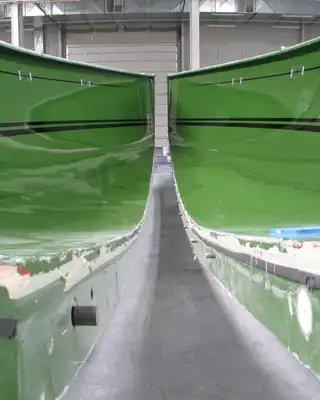 "Green boat hull manufacturing using Scott Bader gelcoats and composites in a production facility" [G]