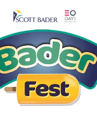 "Scott Bader logo alongside 'Bader Fest' event branding with colorful design elements" [G]