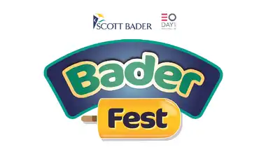"Scott Bader logo alongside 'Bader Fest' event branding with colorful design elements" [G]