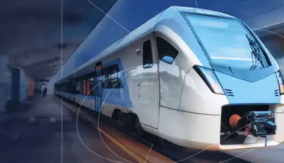 "Modern high-speed train in motion with blurred background, showcasing Scott Bader composites for lightweight transportation applications" [G]