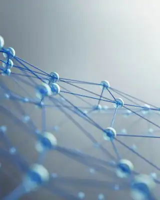 Blue molecular network structure representing Scott Bader resins and composites innovation. [G]