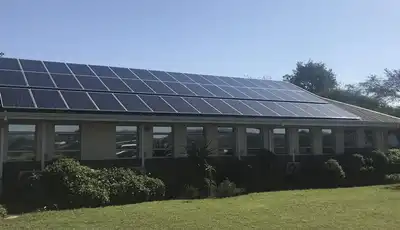 "Solar panels installed on Scott Bader facility roof, supporting sustainable manufacturing of composites and resins" [G]