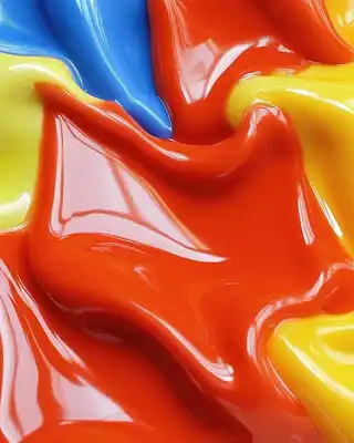 "Vibrant, glossy gelcoats in yellow, blue, red, and green colors showcasing Scott Bader's high-performance pigmented resins" [G]