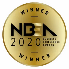 "Gold NBEA 2020 Business Excellence Awards Winner medal, recognizing excellence in business achievement." [G]