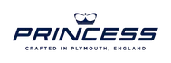 Princess Yachts logo, crafted in Plymouth, England, using Scott Bader gelcoats and structural adhesives. [G]