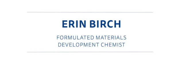 "Professional title card for a Development Chemist specializing in formulated materials" [G]