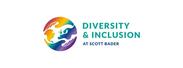 "Diversity & Inclusion at Scott Bader logo featuring colorful circular design with hands representing community values" [G]