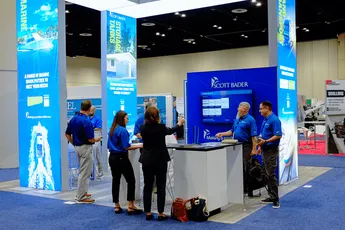 Scott Bader trade show booth showcasing marine composites, gelcoats, and resins solutions [G]