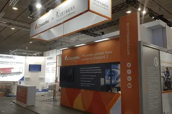 Scott Bader Crestafire exhibition booth showcasing fire-resistant resins and composites systems [G]