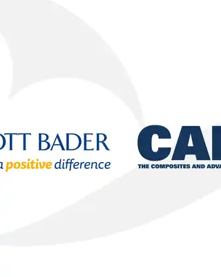 "Scott Bader and CAMX logos on white background - composites and adhesives industry partnership" [G]
