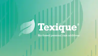 "Texique bio-based personal care additives logo on gradient teal background, related to Scott Bader resins and composites" [G]