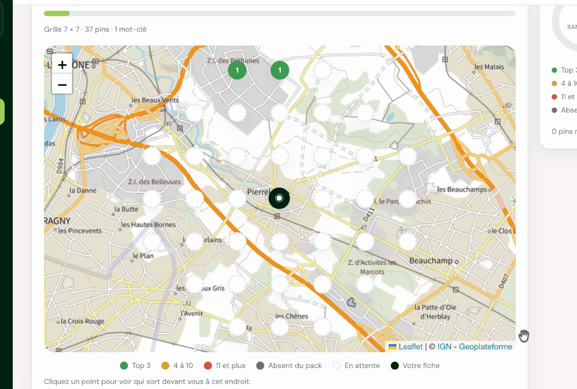 Scan géolocalisé du Local Pack sur « rénovation salle de bain » : une entreprise de rénovation première sur toute la zone