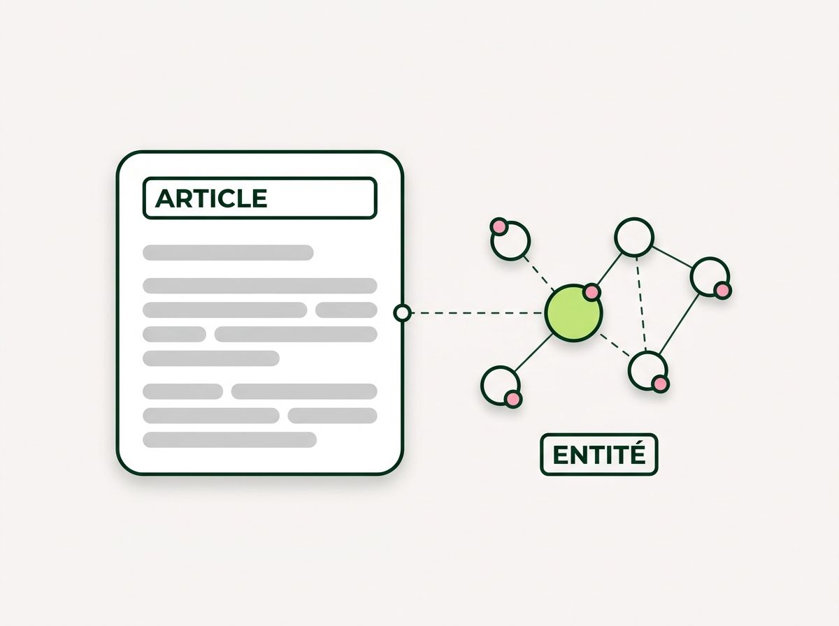 Un article d'encyclopédie relié à un graphe de nœuds dont un est mis en avant